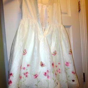 Dress - cream with flowers and butterflies